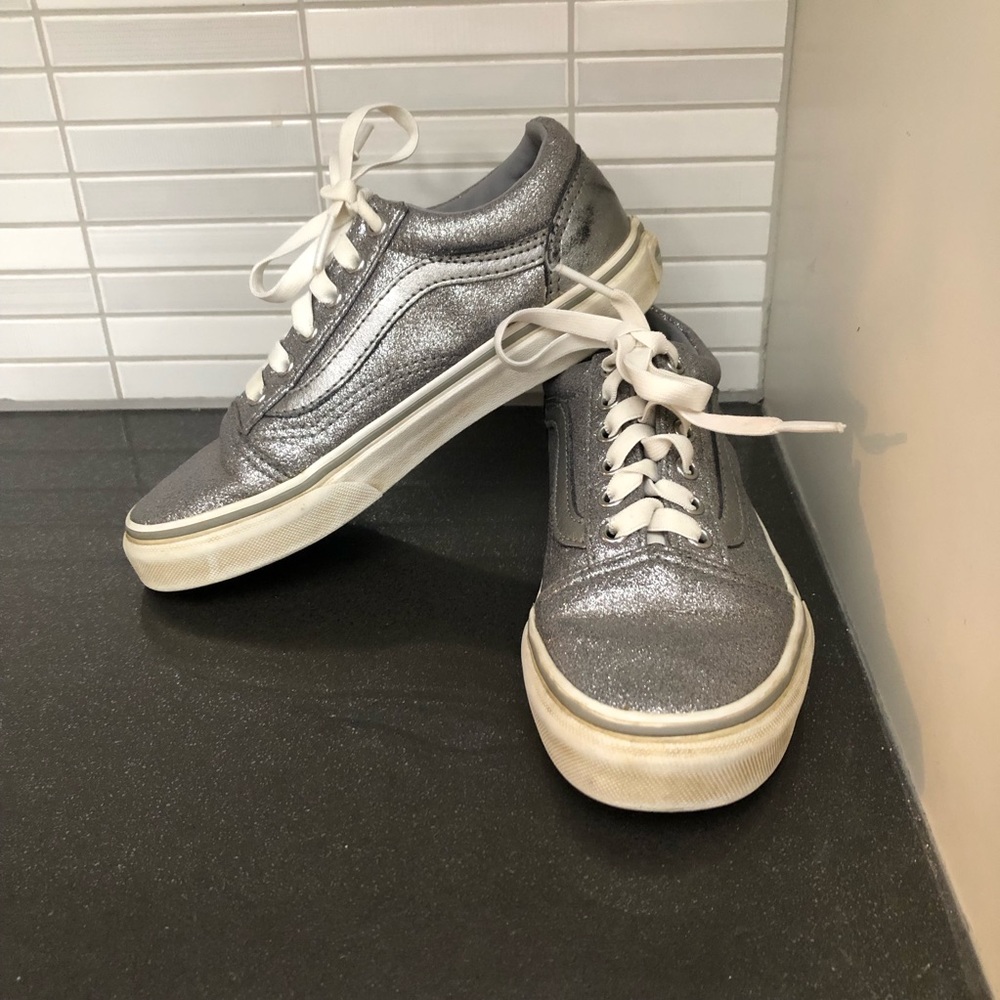Vans kids silver lace up sneakers